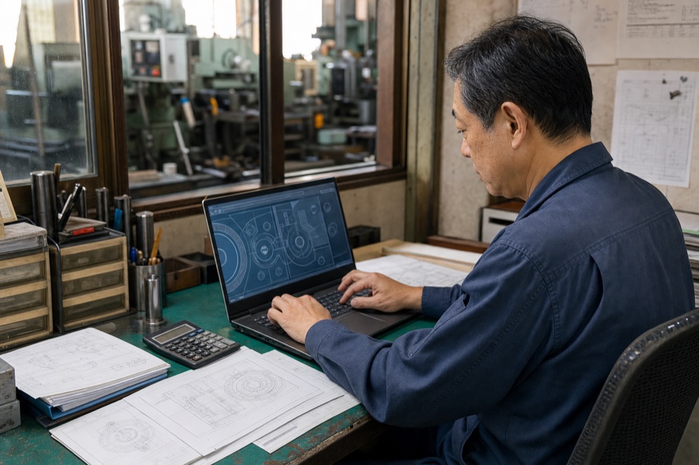 AIで見積書を作る町工場の事務所
